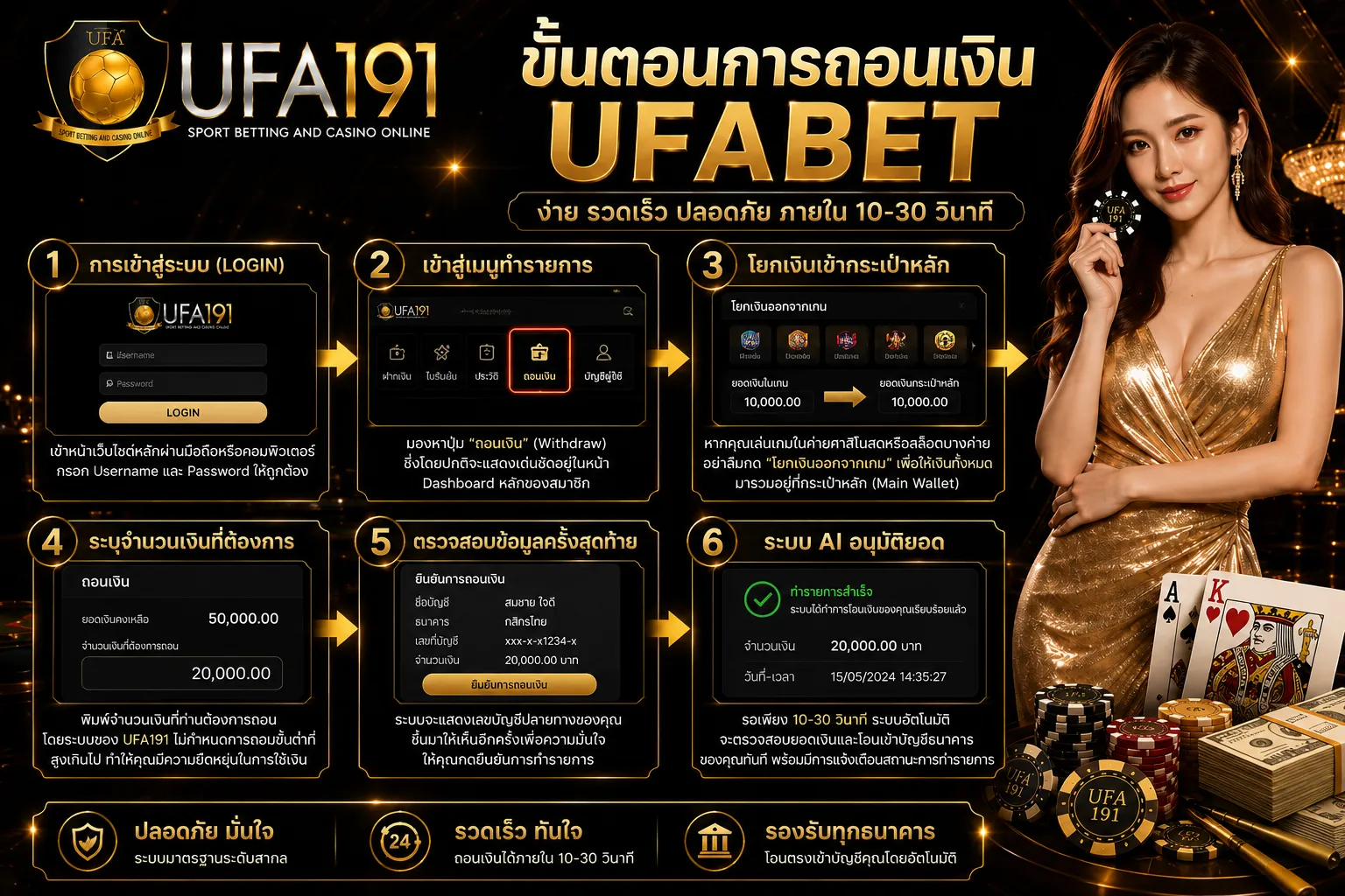 ขั้นตอนการถอนเงิน